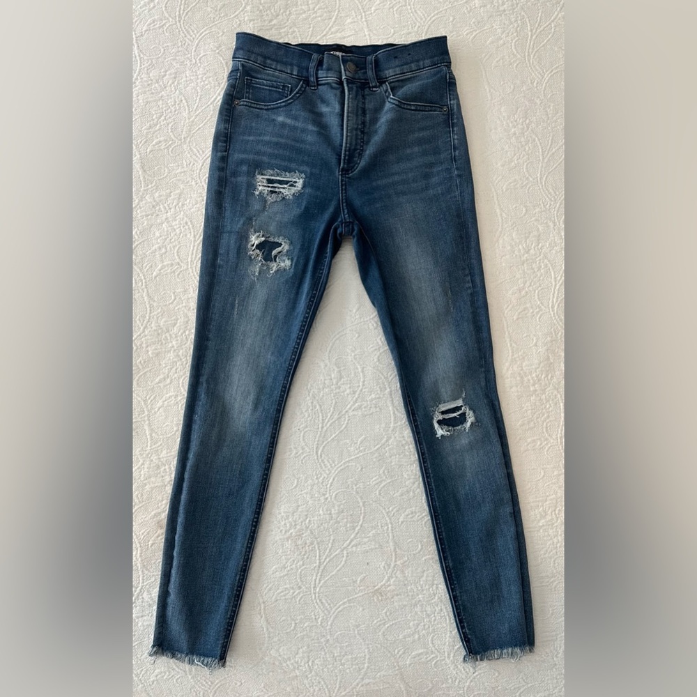 Express Mid Rise Ripped Skinny Jeans